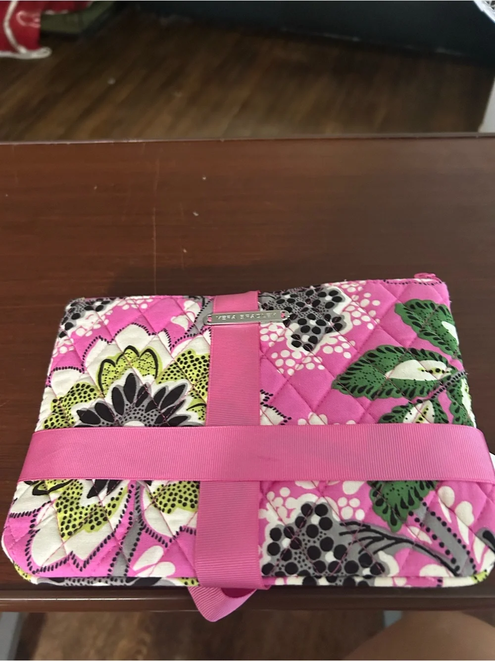 Vera Bradley Pink Floral Quilted Cosmetic Pouch Trio